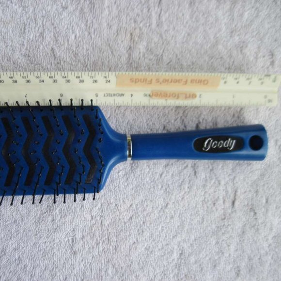 Goody Select Plastic Vented Flat Paddle Hair Brush Blow Dry 1999 Blue Silver - Picture 11 of 15